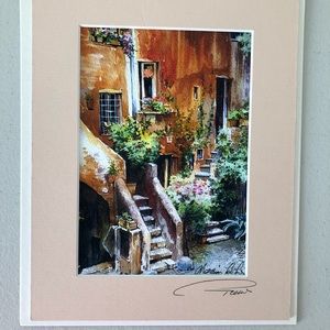 Hand-painted watercolor, purchased in Rome.